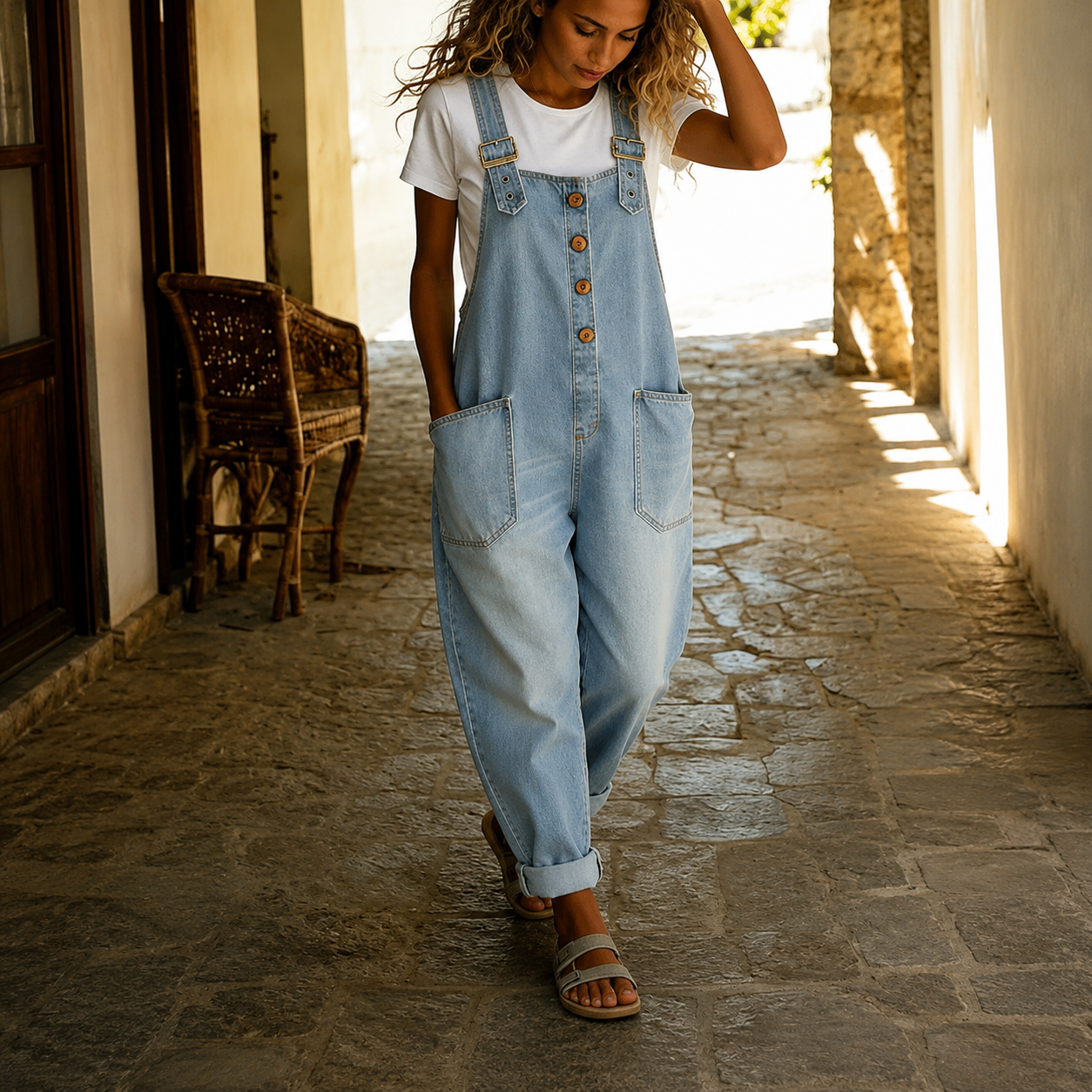 Women's Everyday Denim Overalls Casual One-Piece Outfit
