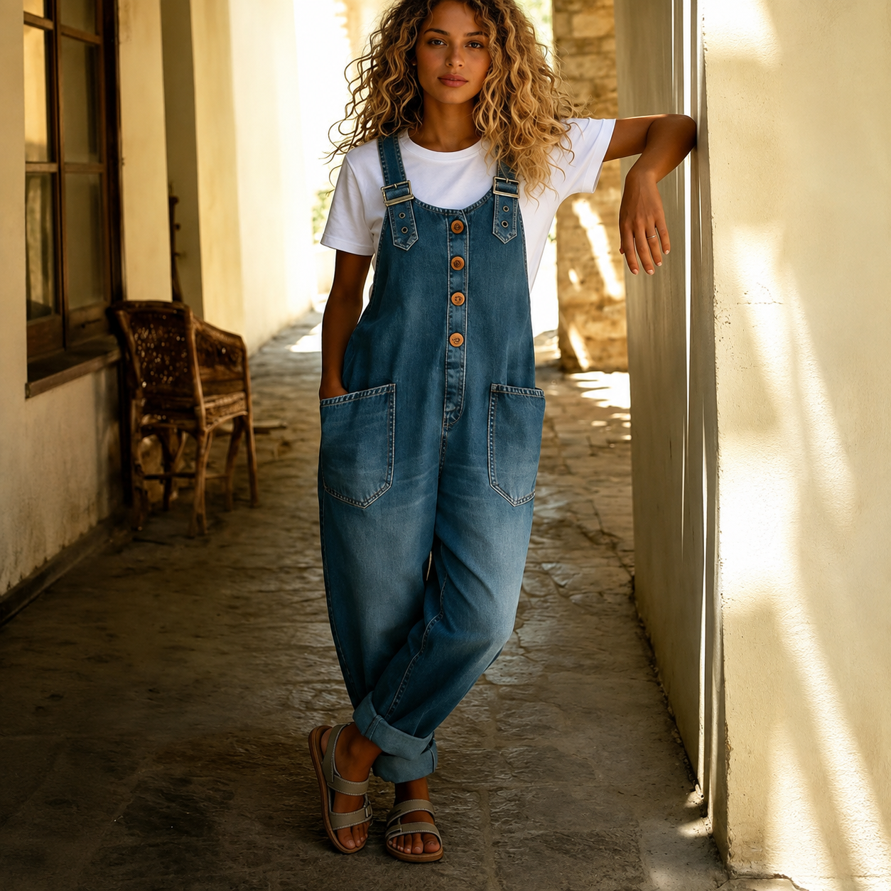 Women's Everyday Denim Overalls Casual One-Piece Outfit
